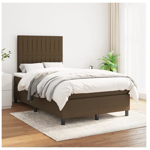  Box spring postelja z vzmetnico temno rjav 120x200 cm blago Cene