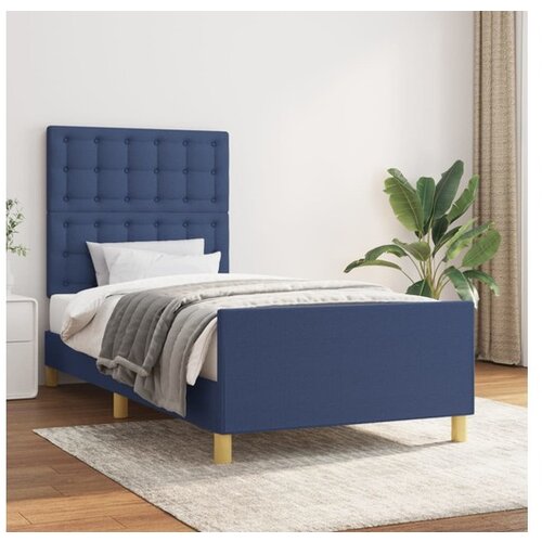 VidaXL Posteljni okvir z vzglavjem moder 90x190 cm blago Slike
