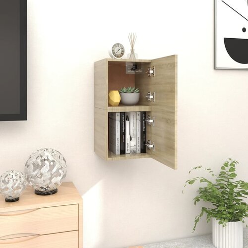 VidaXL Zidni TV ormarići 2 kom boja hrasta sonome 30,5 x 30 x 30 cm Slike