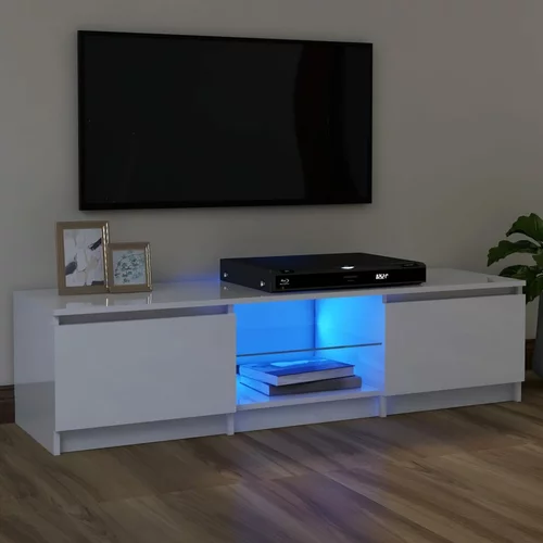 vidaXL TV omarica z LED lučkami visok sijaj bela 120x30x35,5 cm