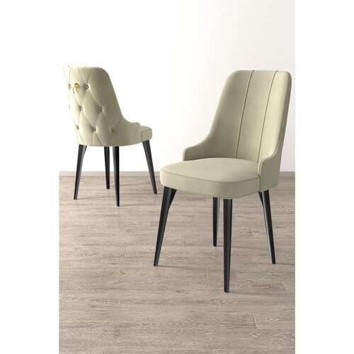 Hanah home set trpezarijskih stolica Newa 8 kom, krem tkanina Babyface, crne metalne noge Cene