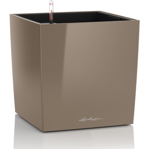 LECHUZA CUBE okrasni lonec komplet-set - Taupe visoki sijaj Slike