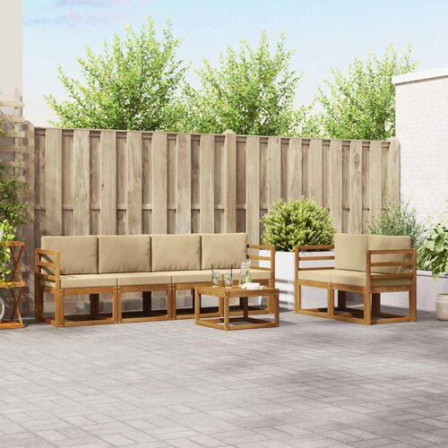  Set vanjskih sofa s jastukom 7 pcs Prirodna i bež Cene
