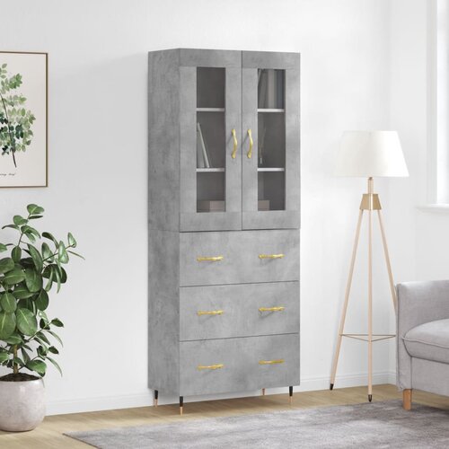 VidaXL Visoka komoda siva betona 69 5x34x180 cm od konstruiranog drva Slike