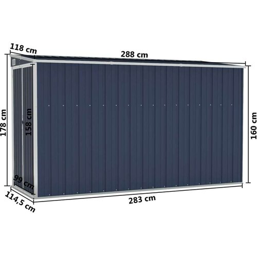 VidaXL Zidno vrtno spremi&amp;scaron;te antracit 118 x 288 x 178 cm čelično Slike