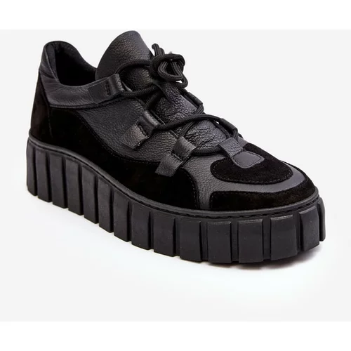 Kesi Women's leather sports shoes on the M01/1 Zazoo Black platform