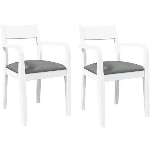 Maison Chic Jedilni stoli - Vzorci stoli z blazinami 2 kosa bele masivne lesene gume A1463, (22031007) Slike