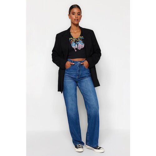 Trendyol Blue High Waist Wide Leg Jeans Cene