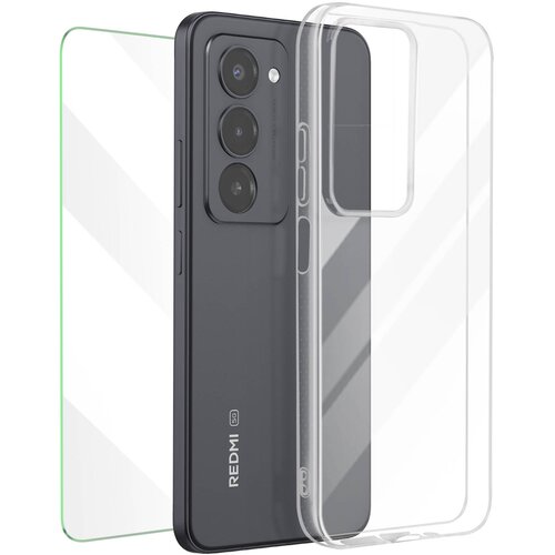 Oem Mayaxess, Zaščitni paket 2-v-1: ovitek + kaljeno steklo za Xiaomi Redmi 15, Prozorno, (5000208701) Cene
