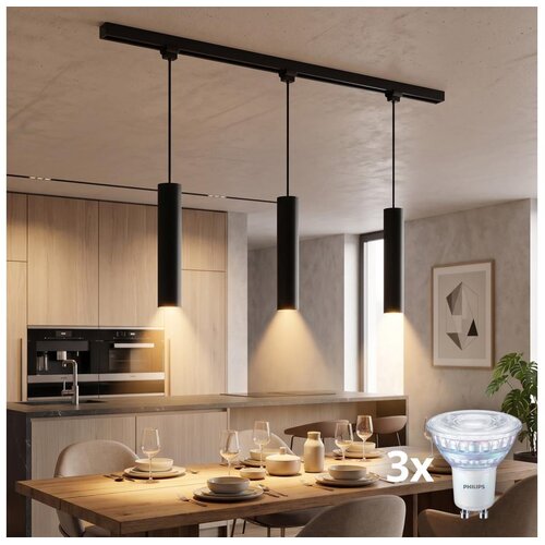  Philips-LED prigu&amp;scaron;iva luster na sajli za &amp;scaron;inski sistem EASYLINK 3xGU10/7W/230V 1 m crna Slike