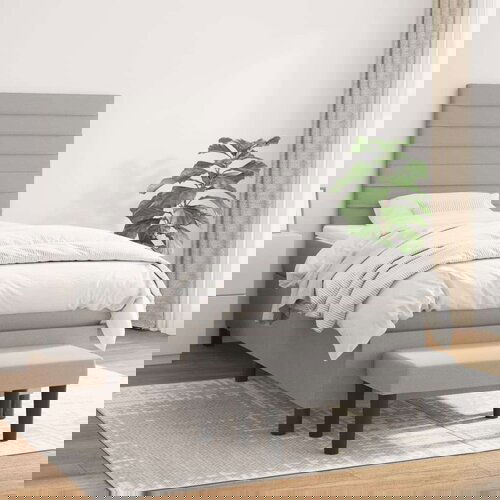  Box spring postelja z vzmetnico svetlo siva 90x200 cm blago, (20930463) Slike