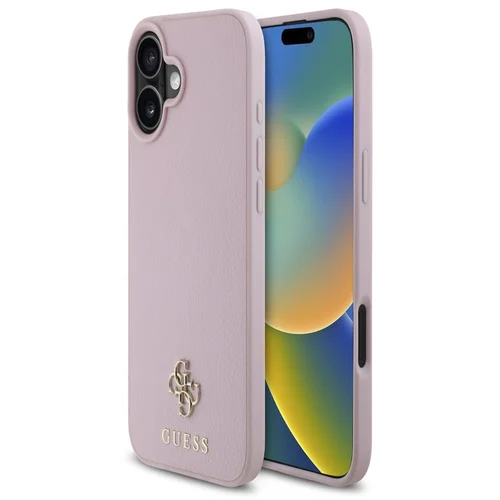 Guess PU Grained 4G Small Metal Logo MagSafe Zadní Kryt pro iPhone 16 Pink Ovitek za telefon Vijolična