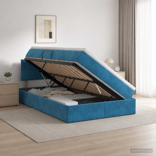  Krevet s od storage Tamno plava 120 x 200 cm Bar&scaron;un Cijene