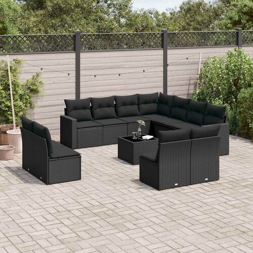  12-dijelni set vrtnih sofa od poliratana s jastucima crni Cijene
