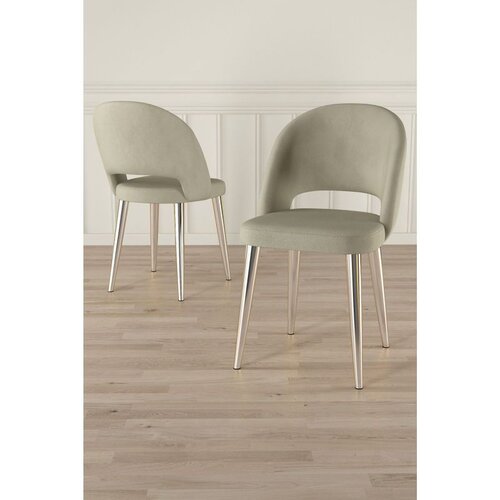 Hanah home set trpezarijskih stolica Pane 8 kom, krem tkanina Babyface, hromirane metalne noge Cene