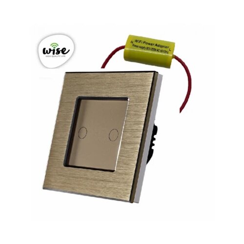 Wise wifi pametni prekidač slw - nije potrebna &amp;quot;nula&amp;quot; žica - 2 tastera - aluminijumski panel Slike