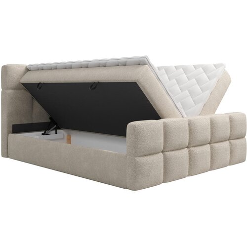 XORA POSTELJA Z VZMETNICO 140 cm x 200 cm , tekstil rjavosiva Slike