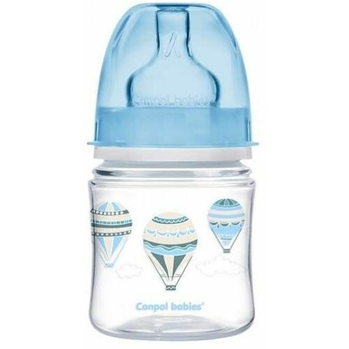 Canpol baby flašica 120 ml široki vrat, pp - easy start- clouds - plava Slike