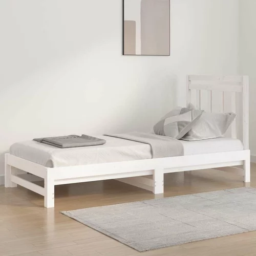  Izvlečna dnevna postelja bela 2x(90x200) cm trdna borovina, (20726513)