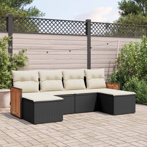  6-dijelni set vrtnih sofa s jastucima crni od poliratana Cijene