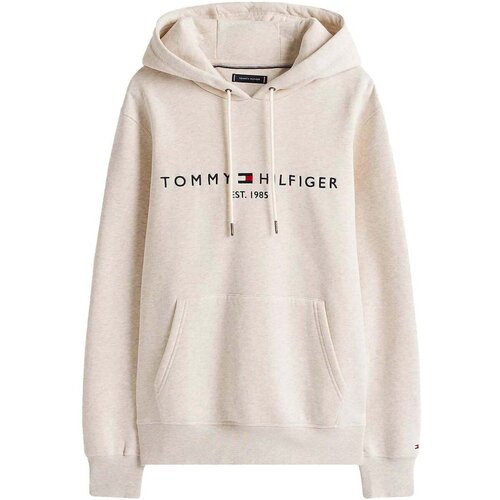 Tommy Hilfiger Logo Embroidery Hoodie Heathered Oatmilk Bež Slike