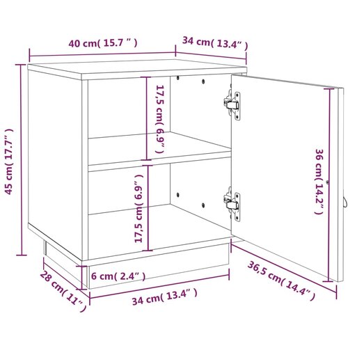  Noćni ormarići 2 kom crna 40 x 34 x 45 cm od masivne borovine Slike
