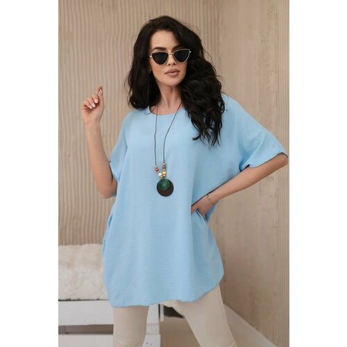 Kesi Oversized blouse with blue pendant Slike