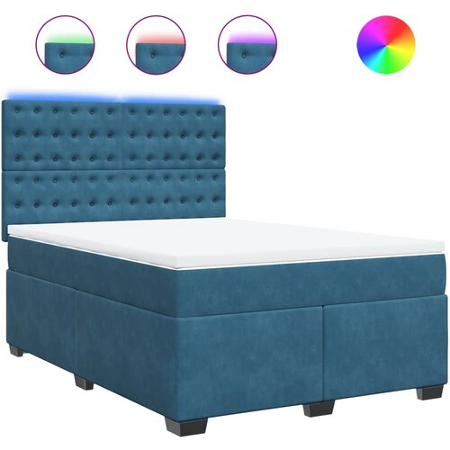 vidaXL Box spring postelja z vzmetnico modra 160x200 cm žamet, (21369256) Cene