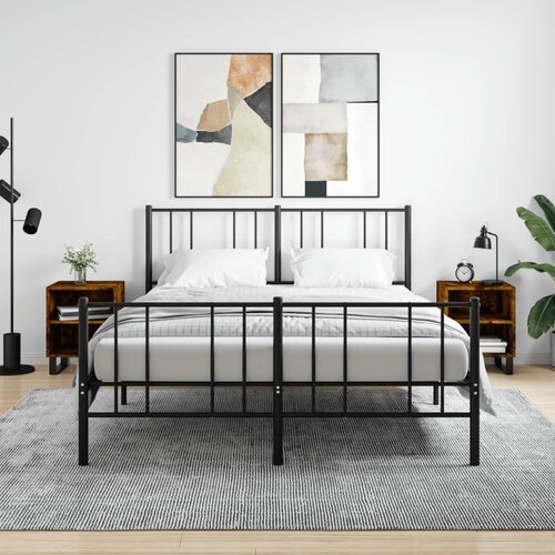 VidaXL Nočna omarica 2 kosa dimljeni hrast 40x30x50 cm inženirski les Slike