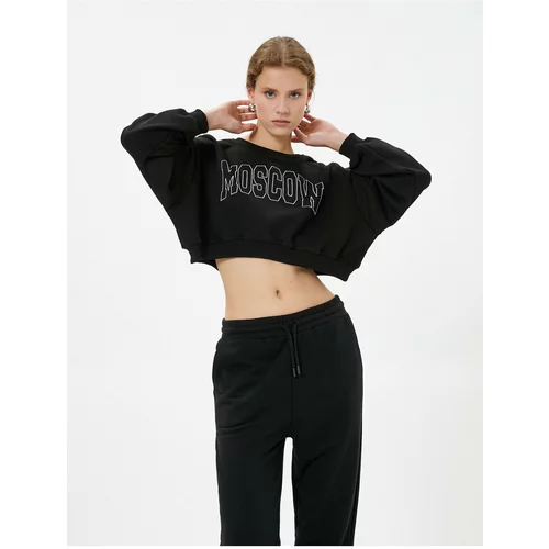Koton Crop Sports Sweatshirt Printed Relax Fit