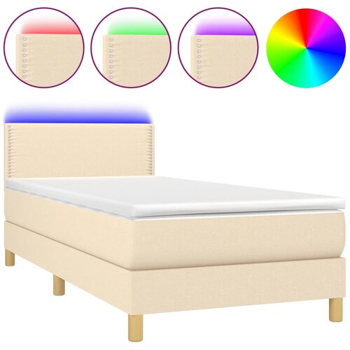 Maison Chic Box spring postelja - Vzmetna postelja z vzmetnico LED krem 80x200 cm blago SL16087, (21895741) Slike