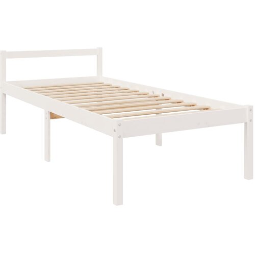  Krevet za starije osobe bijeli 75x190 cm mali masivna borovina Slike