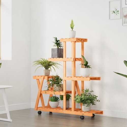  Stalak za cvijeće s kotačima 95x25x101 cm od masivne jelovine Slike