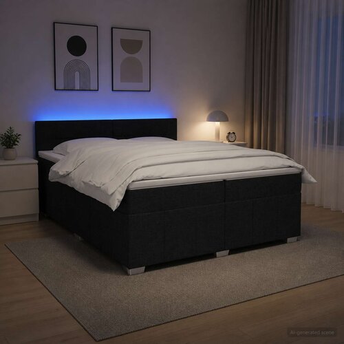  Boxspring krevet s madracem Crna 200 x 200 cm Tkanina Slike