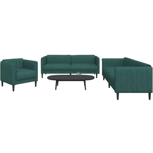  3-dijelni set sofa tamnozeleni od tkanine