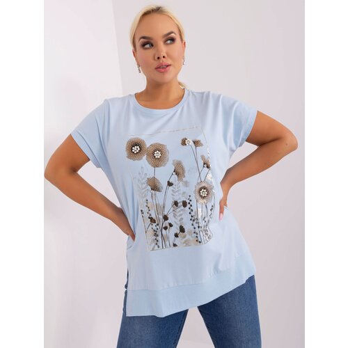 Fashion Hunters Light blue blouse plus size with slits Slike