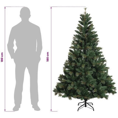  Umjetno božićno drvce s nogom 180 cm PVC i metal Zelena - Zelena 180 cm bez LED svjetala Slike