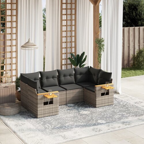 vidaXL 6-dijelni set vrtnih sofa od poliratana s jastucima sivi Cijene