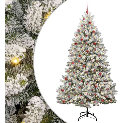 vidaXL Umjetno božićno drvce Zelena i bijela 270 cm PVC i metal Cijene