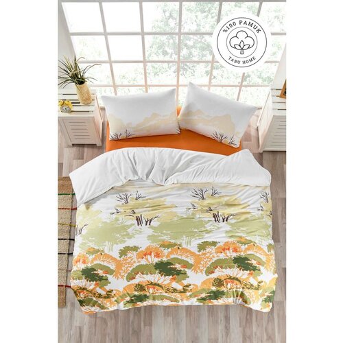  spring whiteorangegreen ranforce single quilt cover set (de) Cene