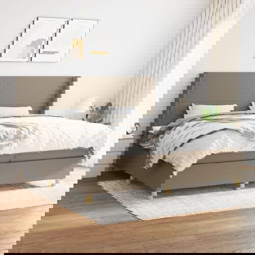 The Living Store Box spring postelja z vzmetnico taupe 200x200 cm blago - Box Spring Postelja, (21438618) Cene