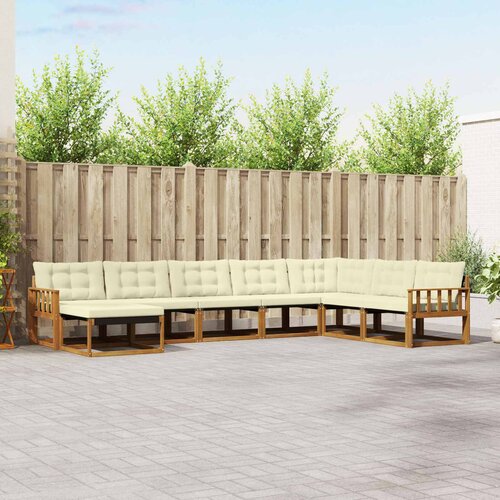  Set vanjskih sofa 8 kom. Prirodna i krem Čvrsto drvo akacije Cene