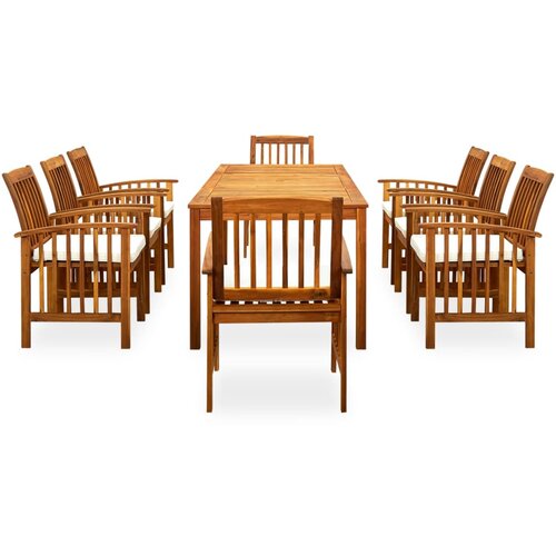  3058091 9 Piece Garden Dining Set with Cushions Solid Acacia Wood (45963+312128+2x312129) Slike