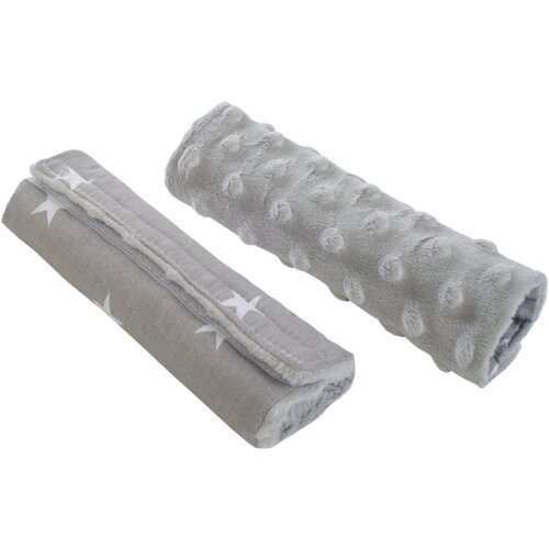 Medi Partners Stroller belt protectors (2 pcs.) cotton + minky – White stars on gray + gray minky Cijene
