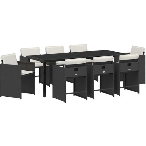 VidaXL Vrtni set za objed 9 pcs Crna poliratan Slike
