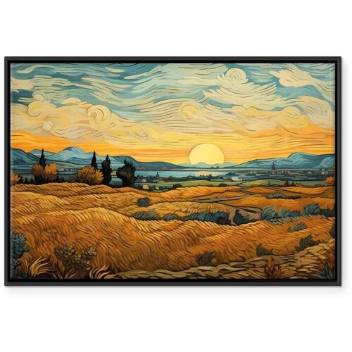  Slika - Impressionistic fields - painted golden landscape with fields of grain 60x40 Cene