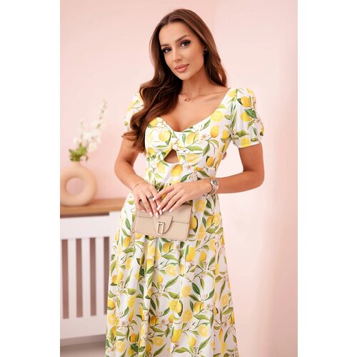 Kesi Włoski Women's dress with puffed sleeves and ruffles ecru Cijene