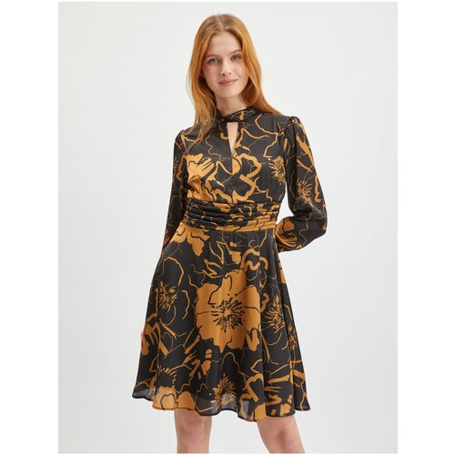 Orsay brown-Black Women Floral Satin Dress - Women Slike