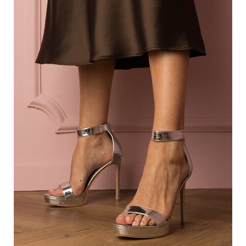 Gemre Silver high heels with embossing Zorin Cene