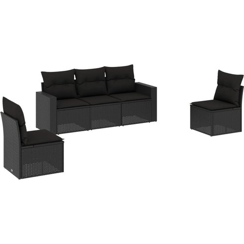 Maison Chic Seti vrtnega pohištva - Vrtna garnitura - Vrtni pohištvo set 5-delna z blazinami črn poli ratan, (21820943) Cene